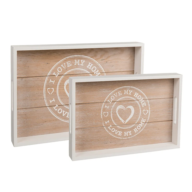 Holz Tabletts I Love My Home 2er Set