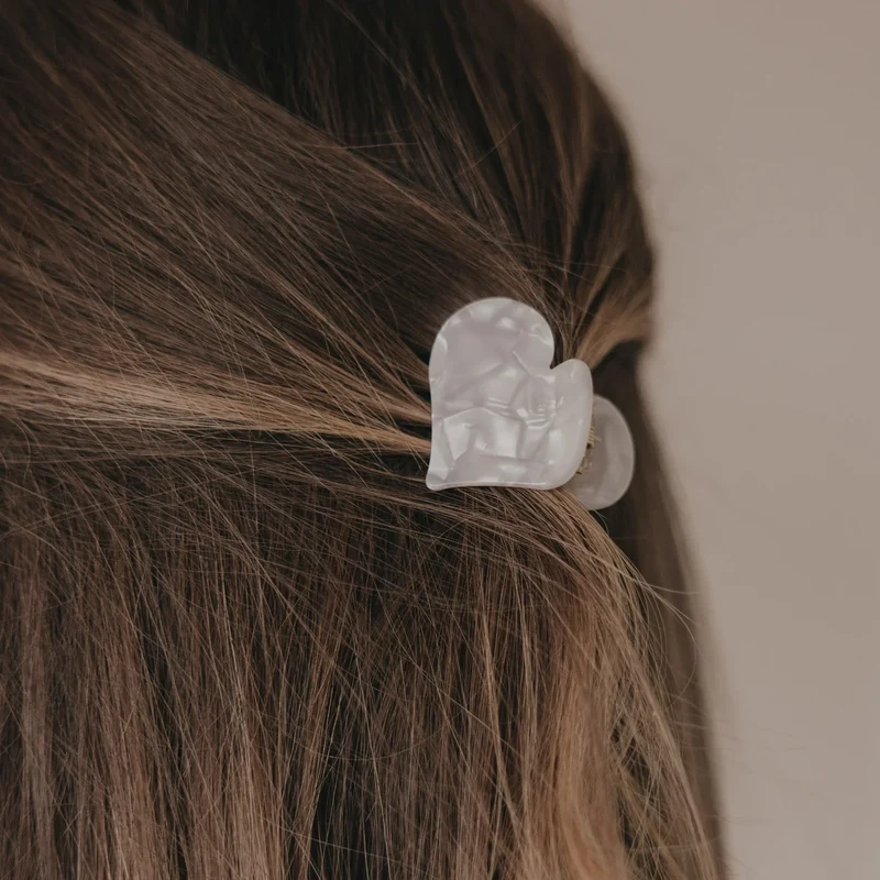 EULENSCHNITT Haarspange Herzform groß Pearl