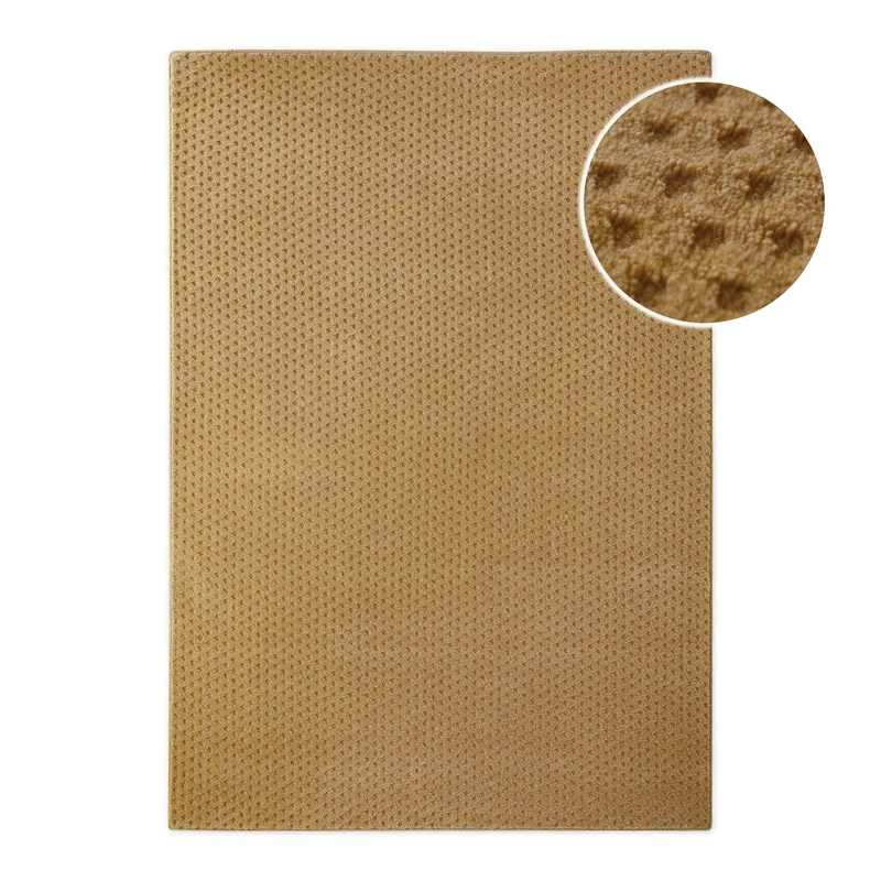Kurzflor Teppich aus Schurwolle Karamell "Castello THREE" WECONhome