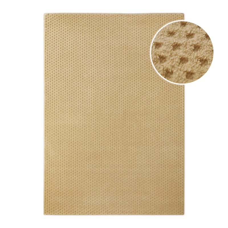 Kurzflor Teppich aus Schurwolle Sand Beige "Castello THREE" WECONhome