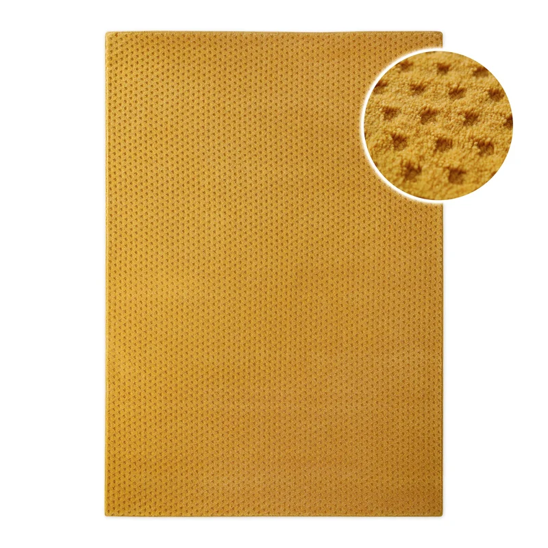 Kurzflor Teppich aus Schurwolle Gelb "Castello THREE" WECONhome