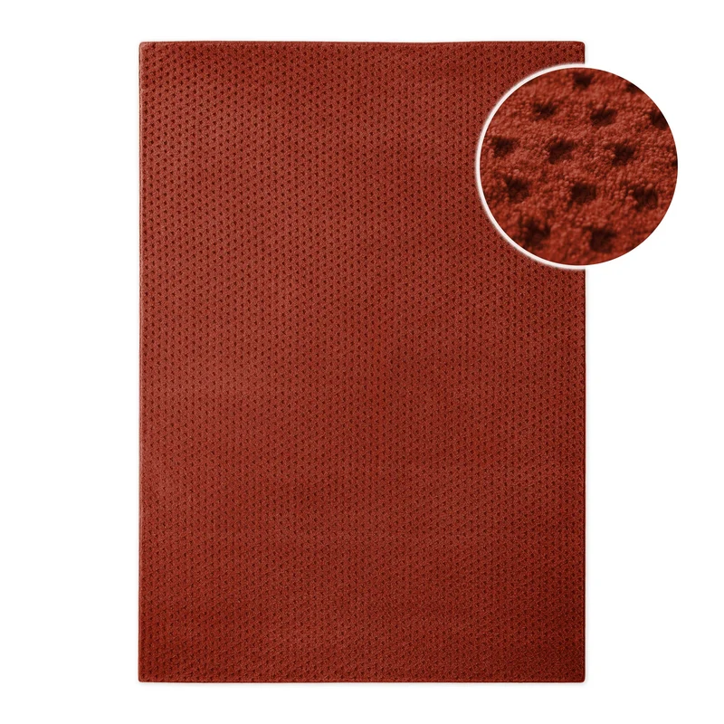 Kurzflor Teppich aus Schurwolle Kamin Rot "Castello THREE" WECONhome