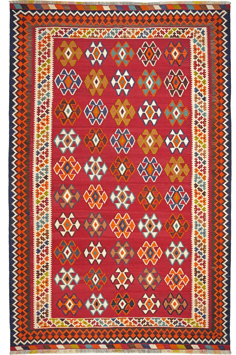Kelim Gashgai Old · Handgewebt – Rot, 282x179 cm