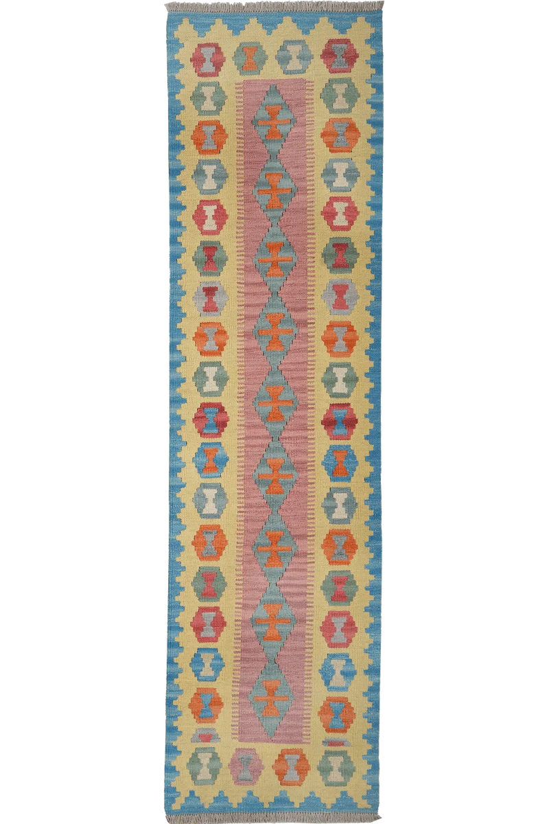 Kelim Gashgai · Handgewebt – Rosa, 239x64 cm