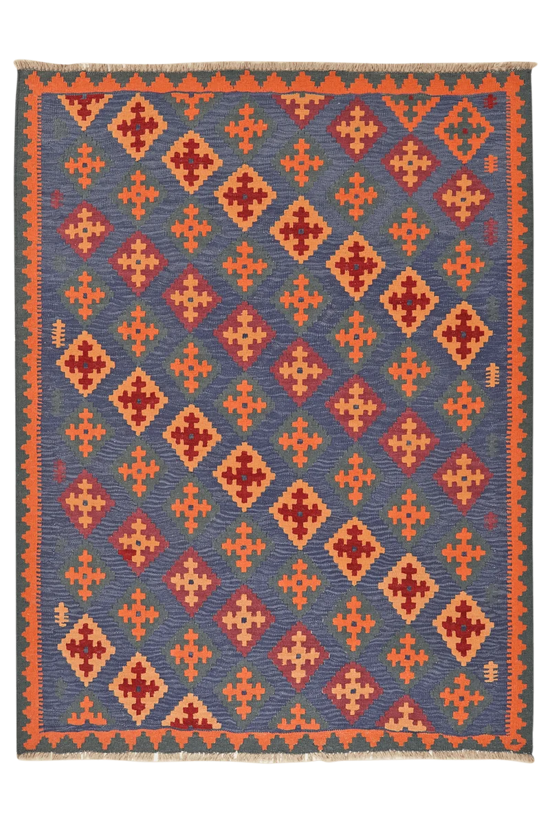 Kelim Gashgai · Handgewebt – Blau, 207x156 cm