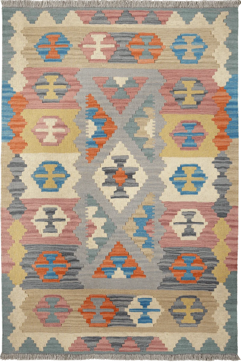Kelim Gashgai · Handgewebt – Grau, 154x104 cm