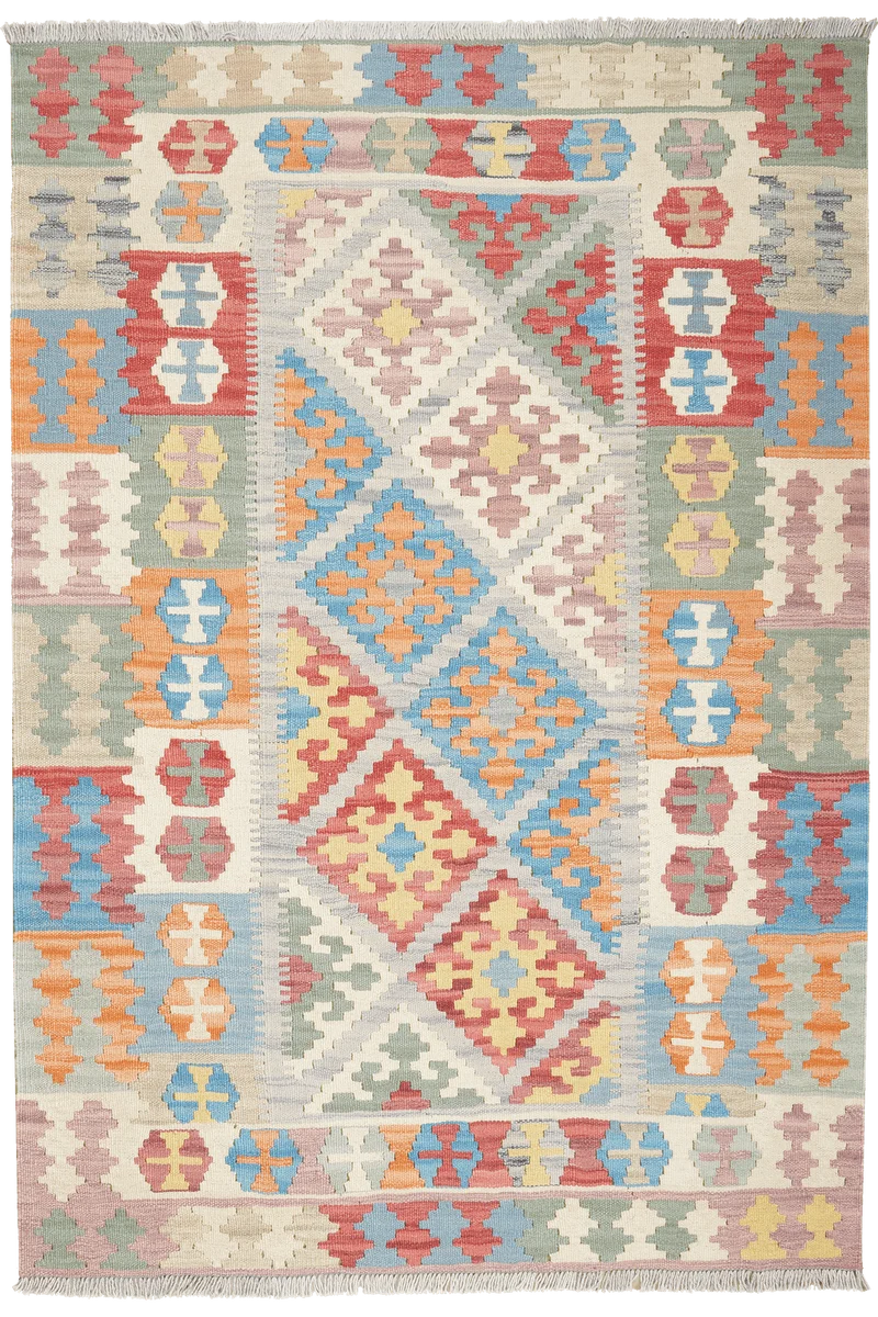 Kelim Gashgai · Handgewebt – Grau, 177x123 cm