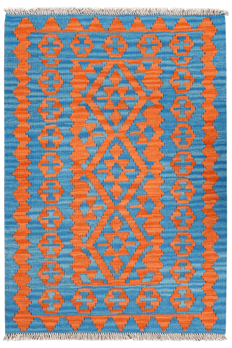 Kelim Gashgai · Handgewebt – Orange, 127x89 cm