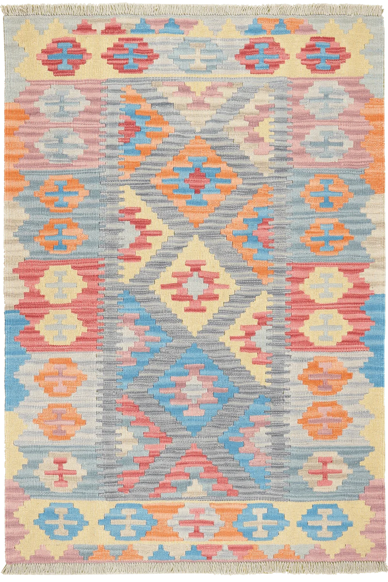 Kelim Gashgai · Handgewebt – Grau, 148x100 cm