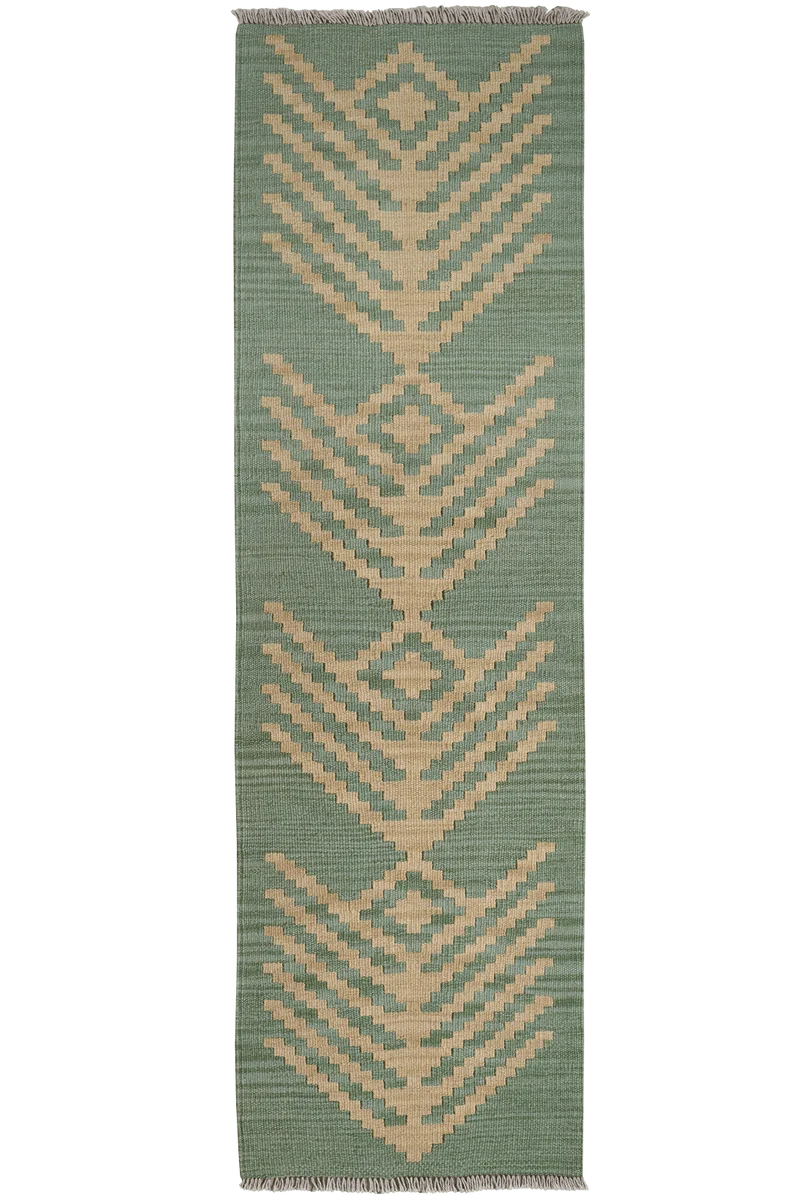 Kelim Gashgai · Handgewebt – Grün, 190x57 cm