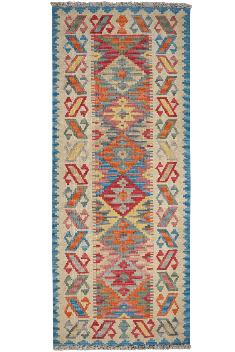 Kelim Gashgai · Handgewebt – Bunt, 209x85 cm