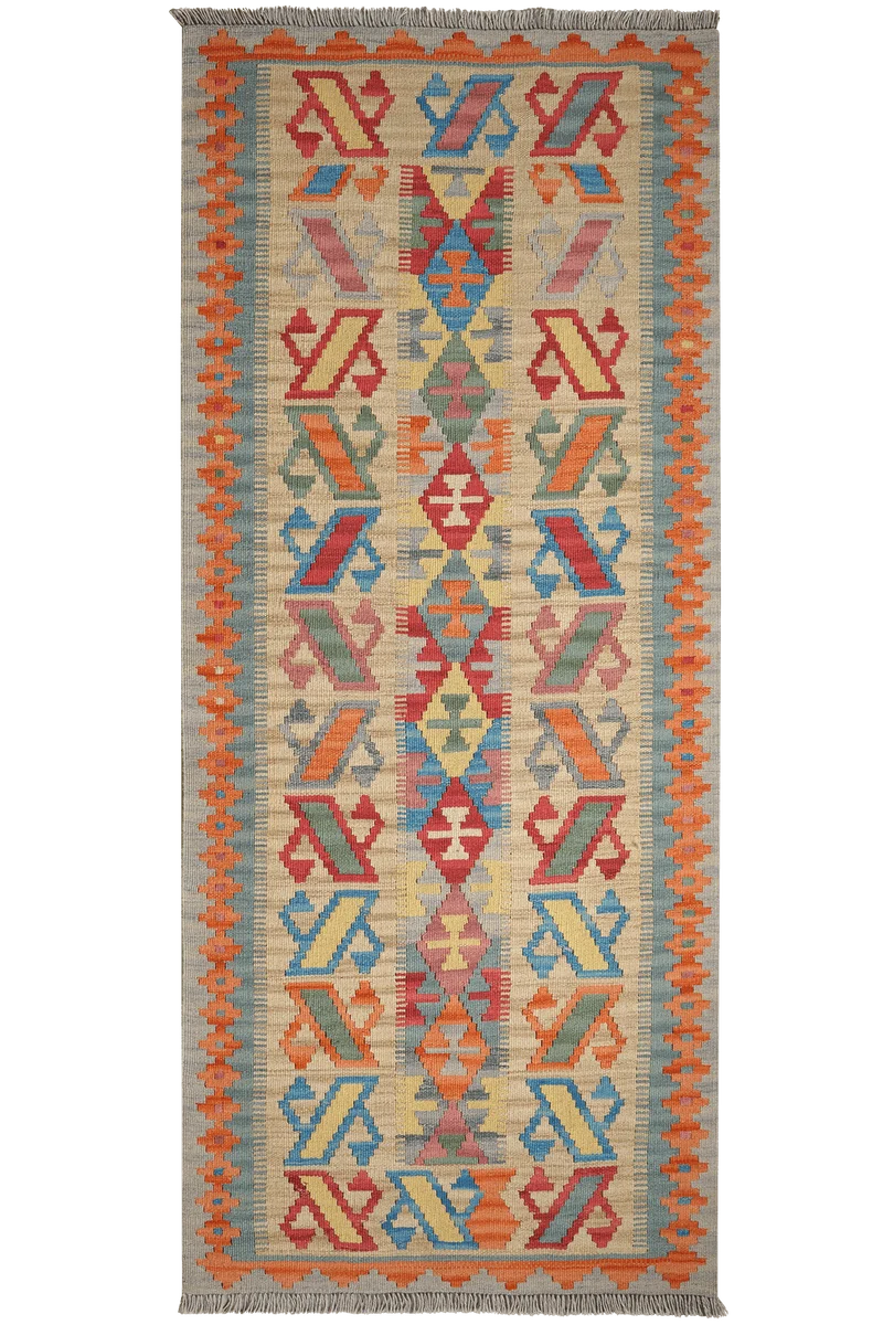 Kelim Gashgai · Handgewebt – Blau, 202x85 cm