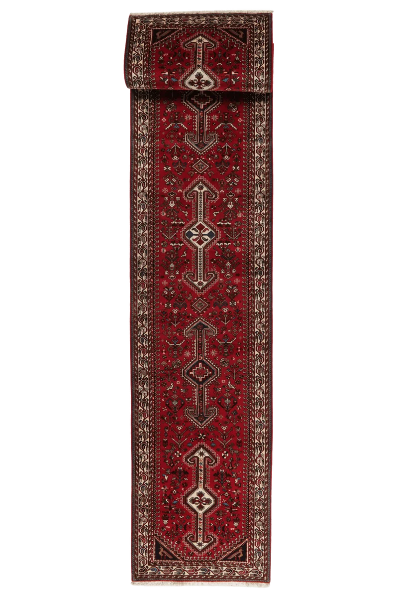 Nasrabad · Handgeknüpft – Rot, 400x81 cm