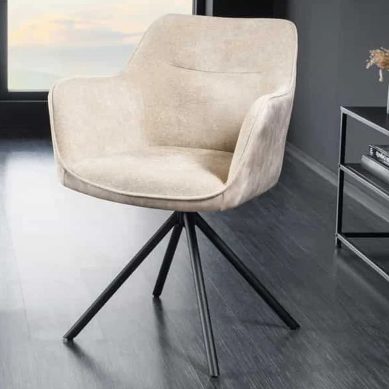 Eleganter Drehstuhl FLORENZ champagner Samt Strukturstoff