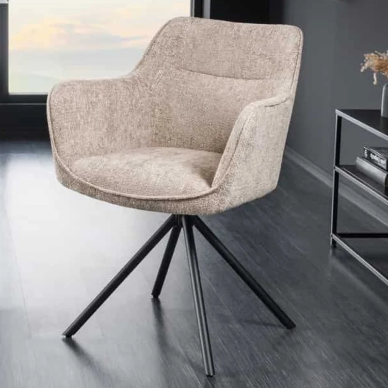 Eleganter Drehstuhl FLORENZ champagner beige Strukturstoff