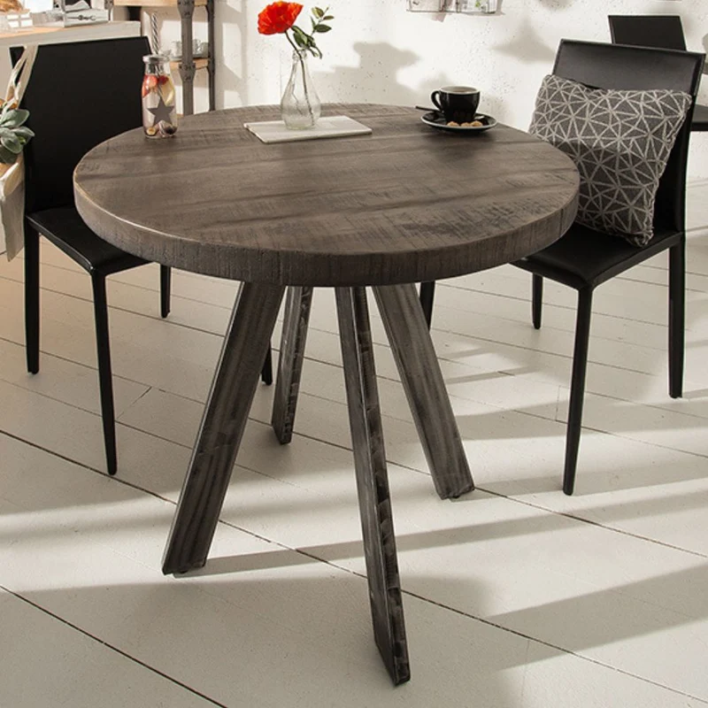 Mango Esstisch ARTE 80cm grau Industrie-Design Gestell