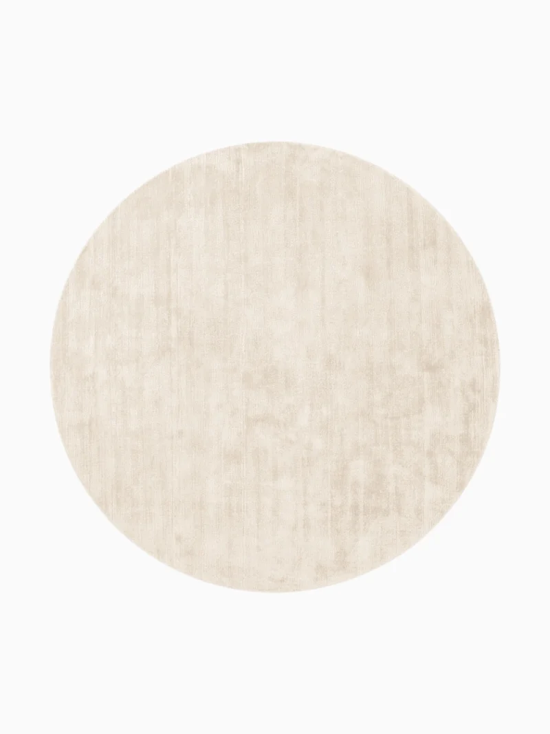Handgewebter Viskoseteppich Noemi Creme Rund