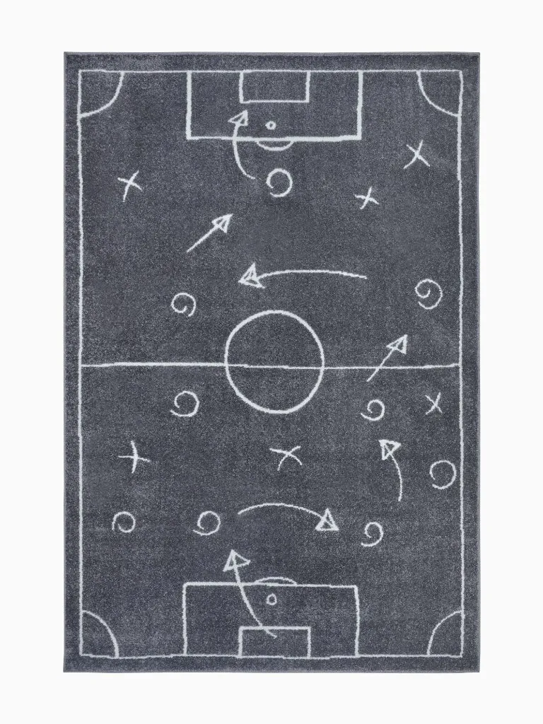 Kinderteppich Fußball Grau
