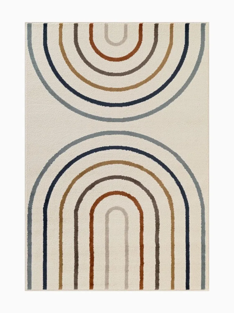 Kinderteppich Regenbogen Beige