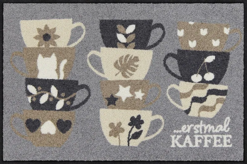 Fußmatte 50 x 75 cm Erstmal Kaffee grau