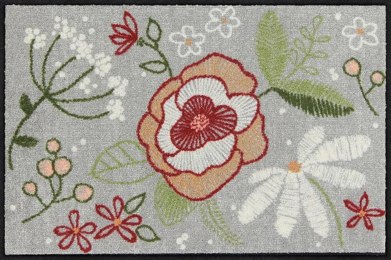 Fußmatte 50 x 75 cm Stitch Flowers mehrfarbig