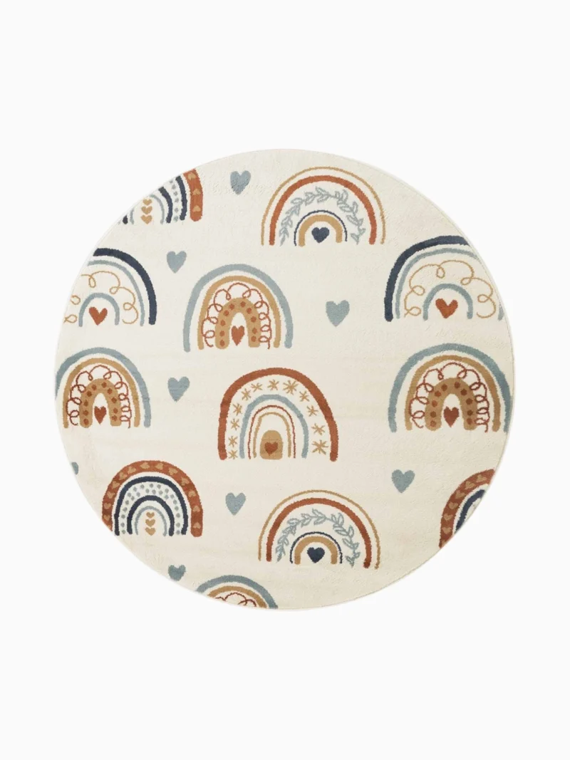 Kinderteppich Boho Bogen Bunt Rund