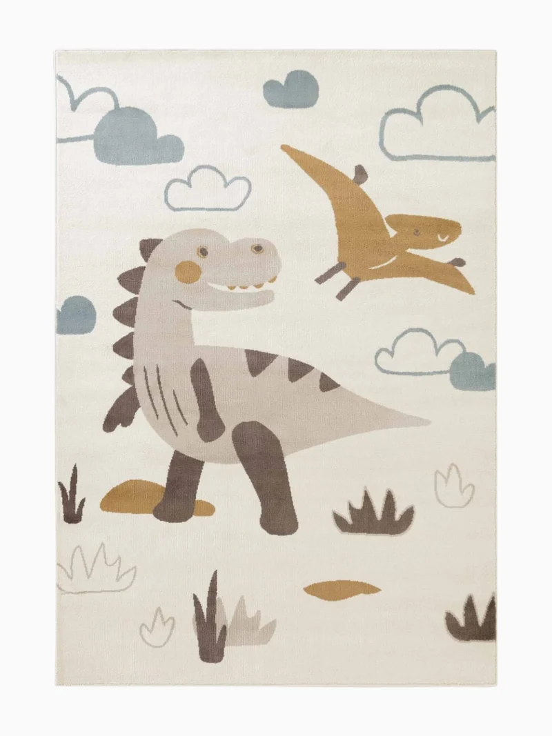 Kinderteppich Dinosaurier Beige Creme