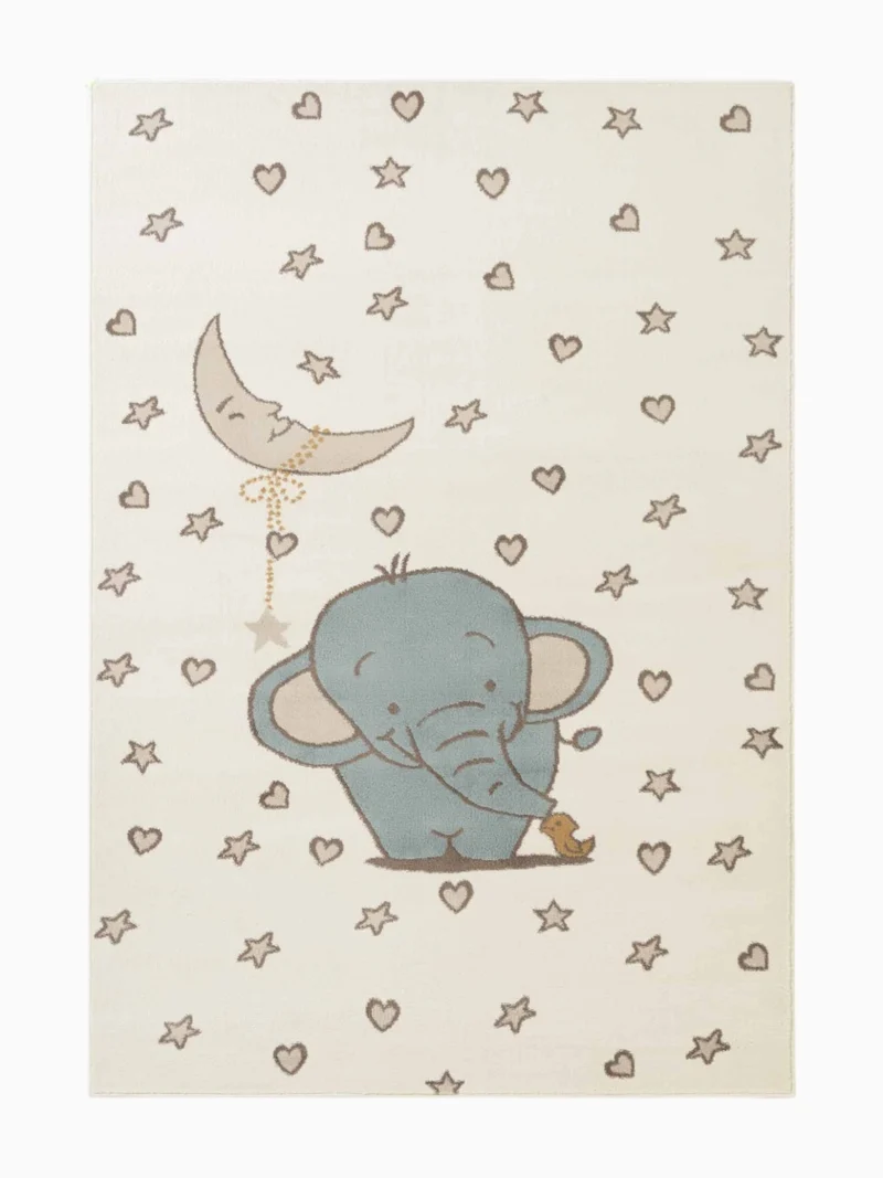 Kinderteppich Elefant Mond Creme