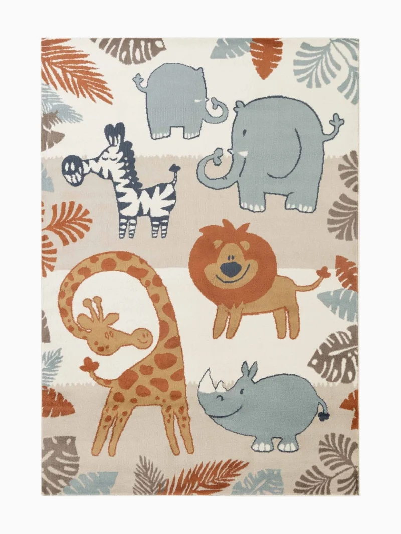 Kinderteppich Safari Tiere Bunt