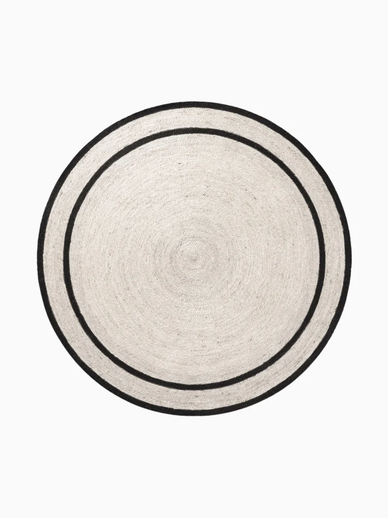 Jute Teppich Lina Schwarz/Weiß Rund
