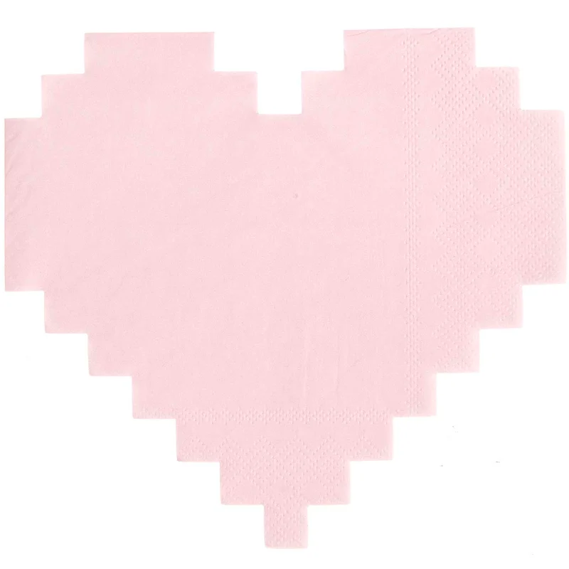 Servietten „Pixel Heart“ in Rosa, 20er-Set