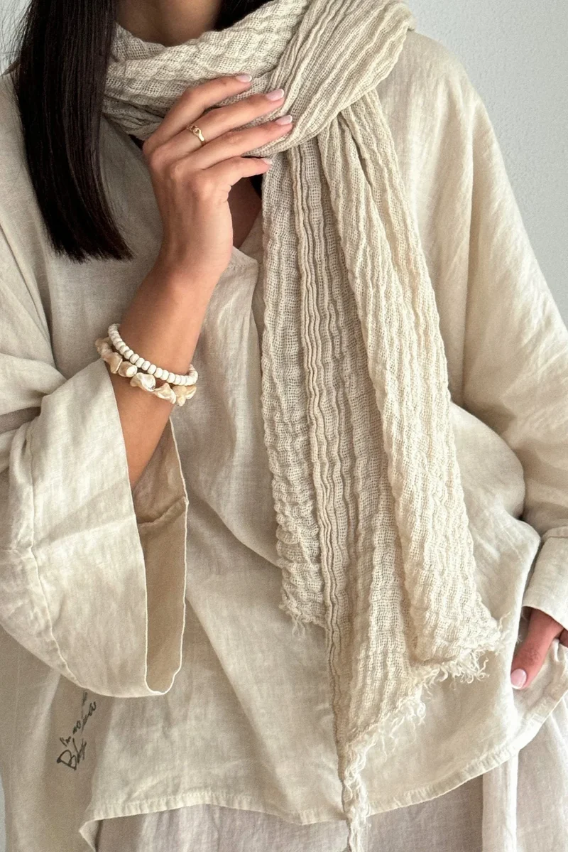 Leinenschal BOHO MESH aus 100 % Leinen | BYPIAS