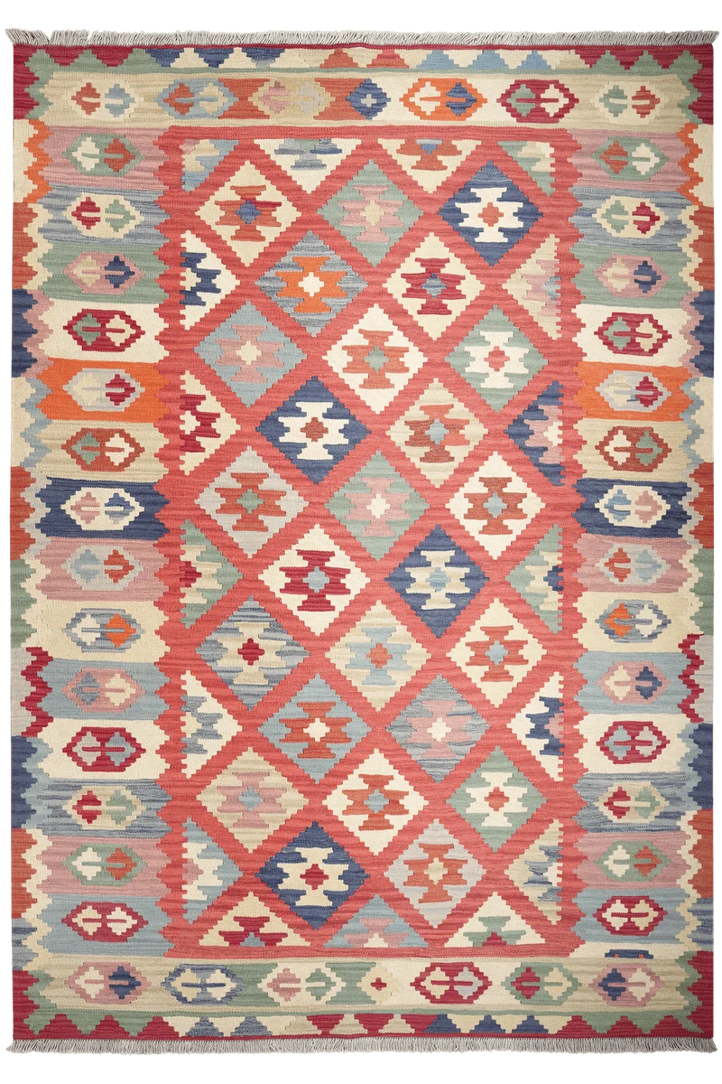 Kelim Gashgai · Handgewebt – Rot, 253x175 cm