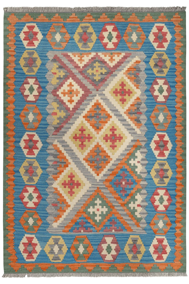 Kelim Gashgai · Handgewebt – Grau, 176x123 cm