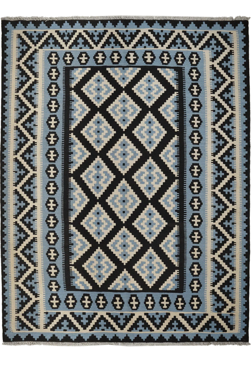 Kelim Gashgai · Handgewebt – Schwarz, 236x178 cm