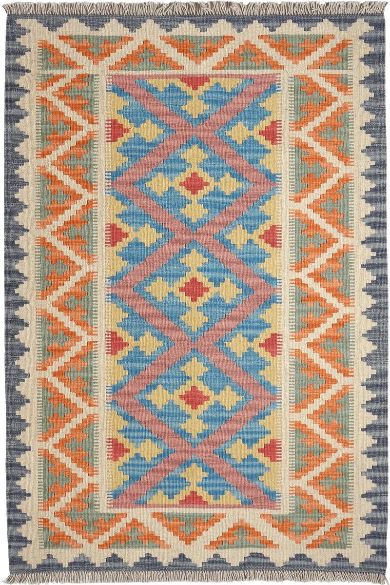 Kelim Gashgai · Handgewebt – Blau, 147x102 cm