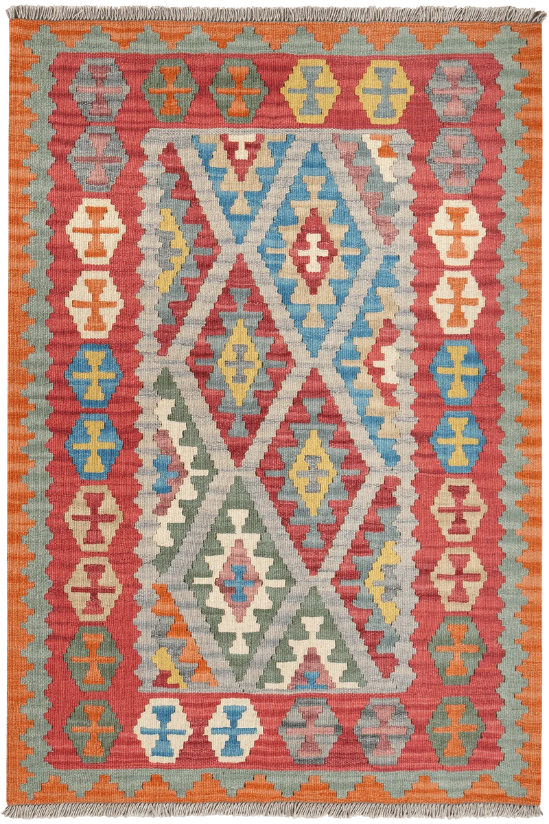 Kelim Gashgai · Handgewebt – Grau, 150x103 cm