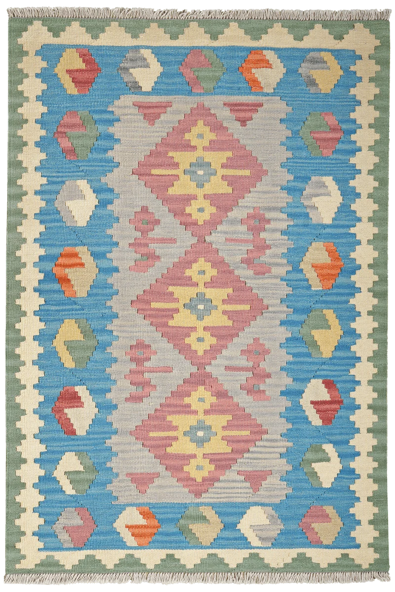 Kelim Gashgai · Handgewebt – Grau, 148x101 cm