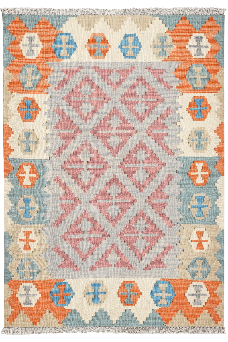 Kelim Gashgai · Handgewebt – Grau, 145x101 cm