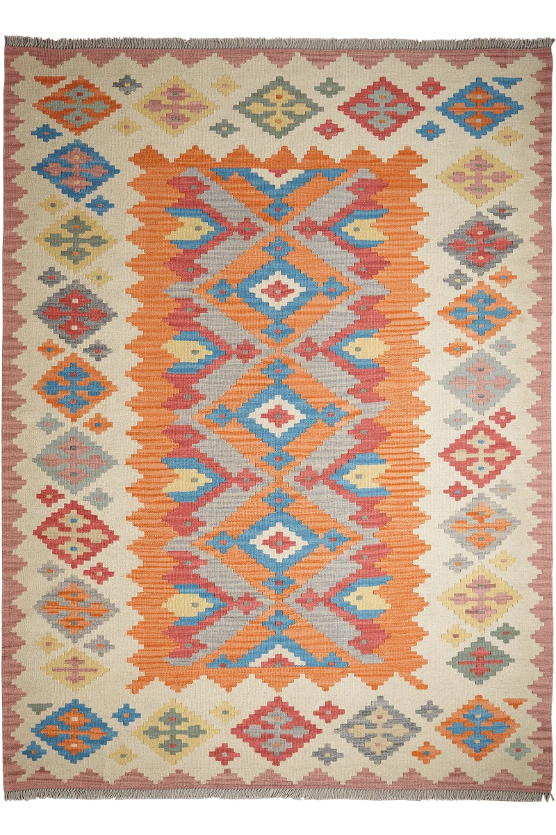Kelim Gashgai · Handgewebt – Orange, 238x173 cm