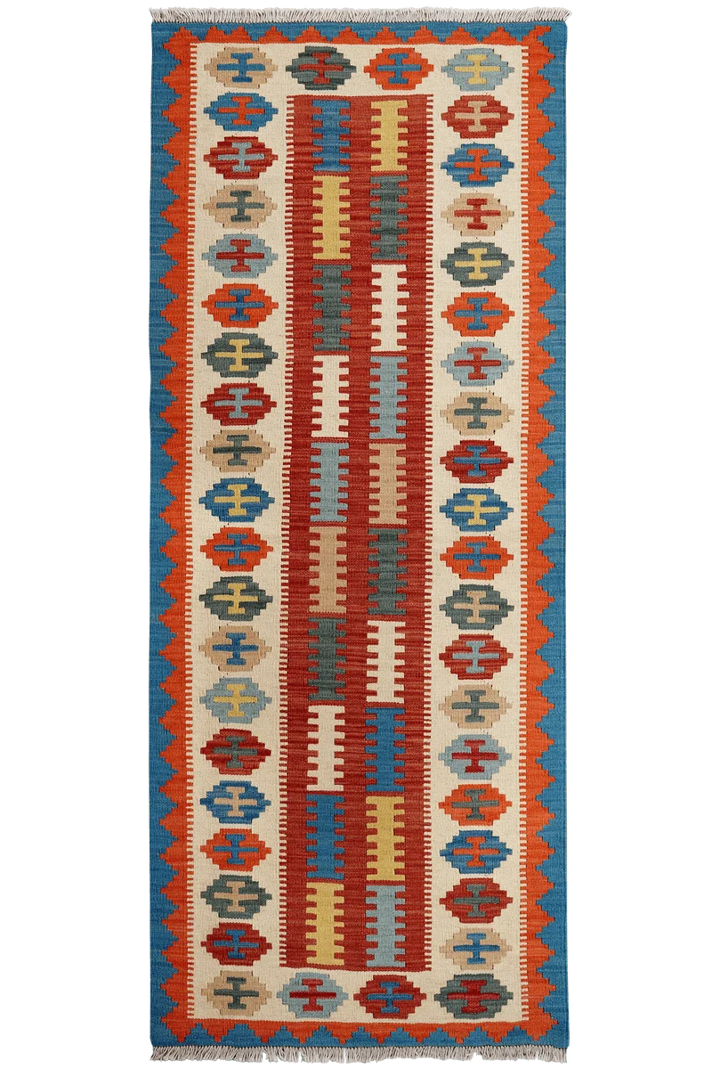 Kelim Gashgai · Handgewebt – Rot, 200x79 cm