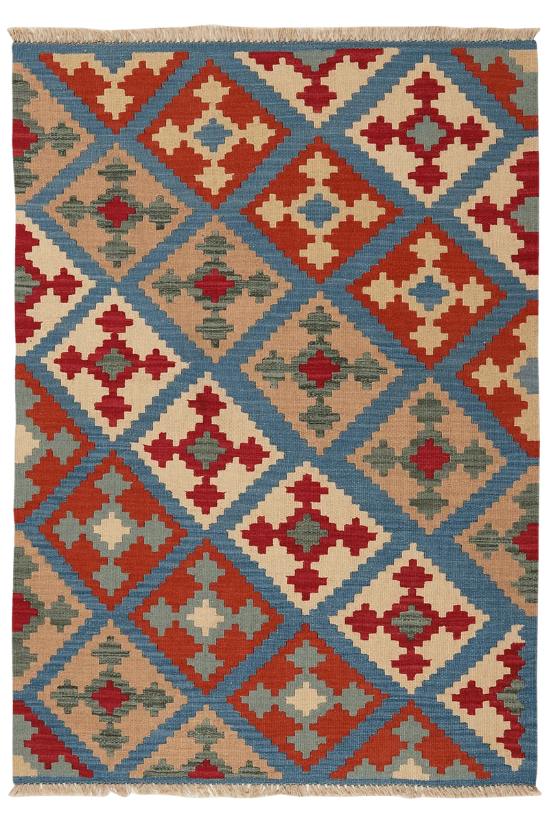 Kelim Gashgai · Handgewebt – Blau, 147x105 cm