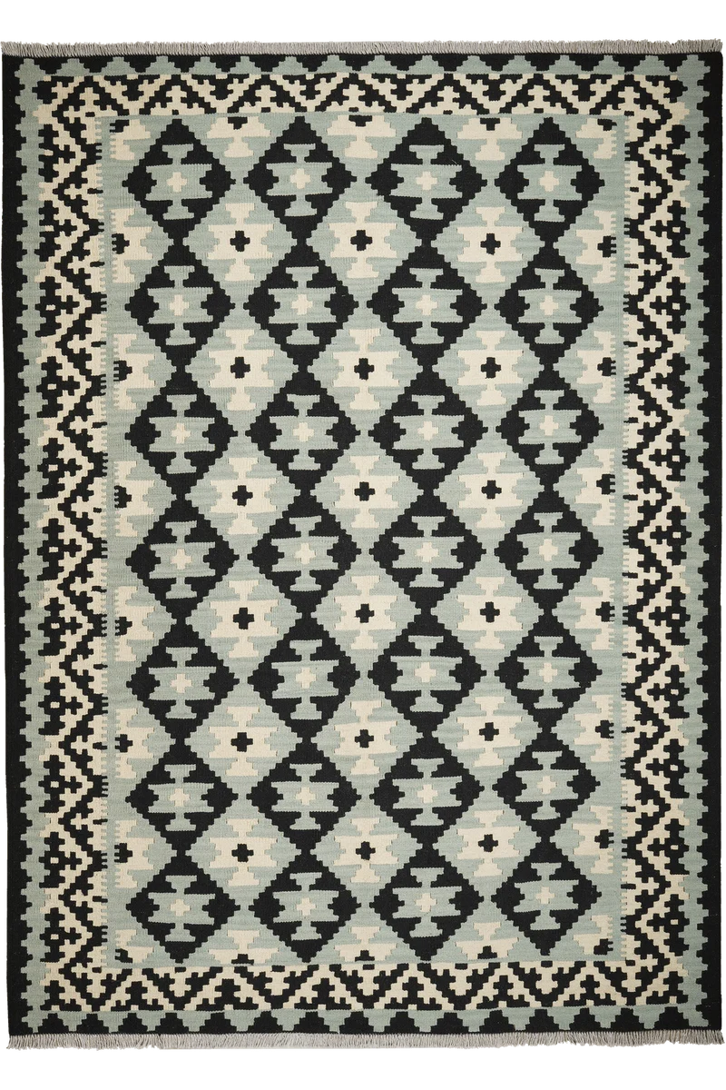 Kelim Gashgai · Handgewebt – Grau, 238x174 cm