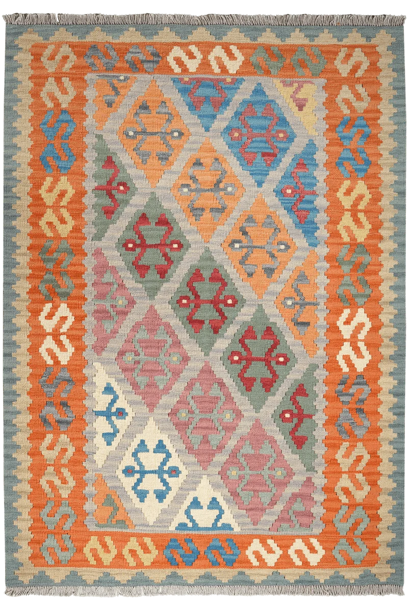 Kelim Gashgai · Handgewebt – Grau, 176x125 cm