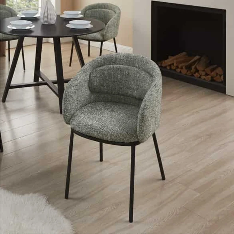 Eleganter Design Stuhl MADRID grau-grün Strukturstoff mit Armlehne