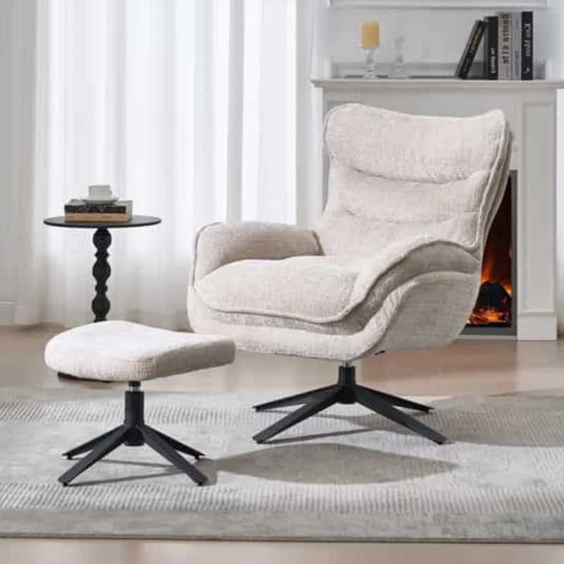 Drehbarer Loungesessel HEAVEN champagner-beige Strukturstoff