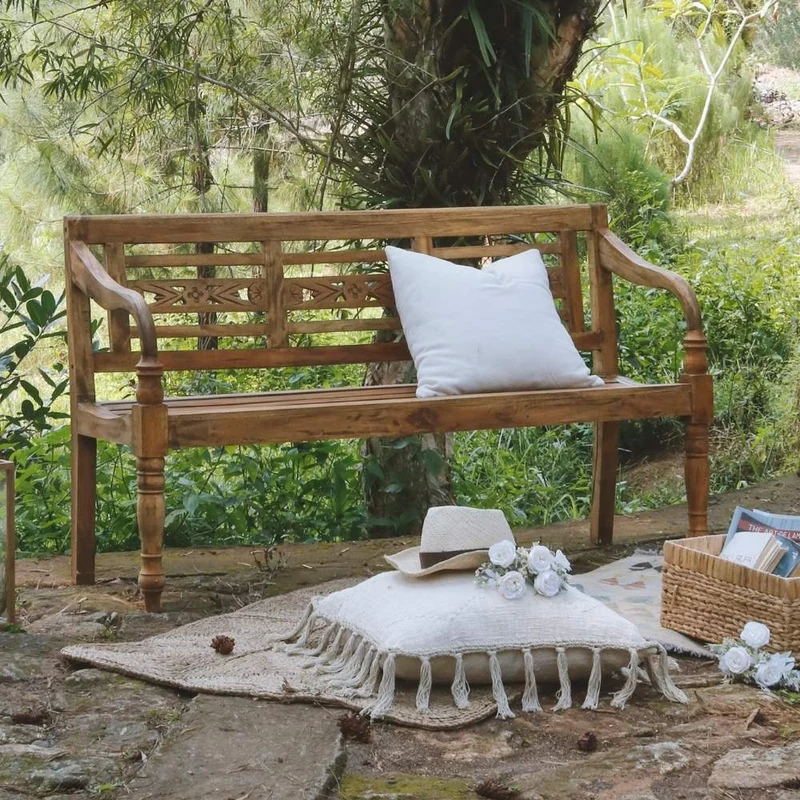 Gartenbank CHRISTOS Antique-Natural 150cm Massivholz Sitzbank