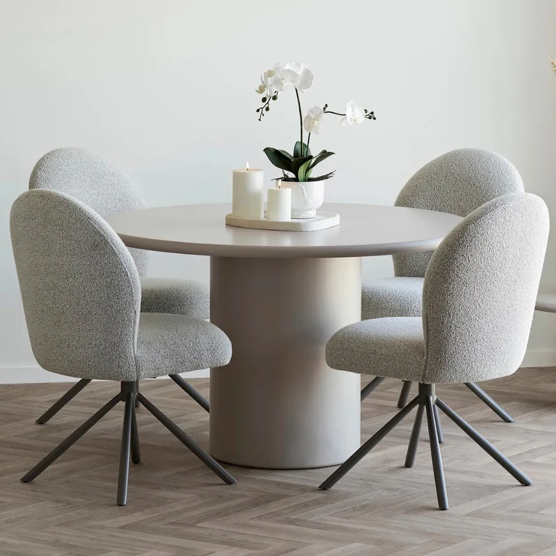 Drehstuhl mit Auto-Return-Funktion SOPHIE sand Bouclé grau Gestell