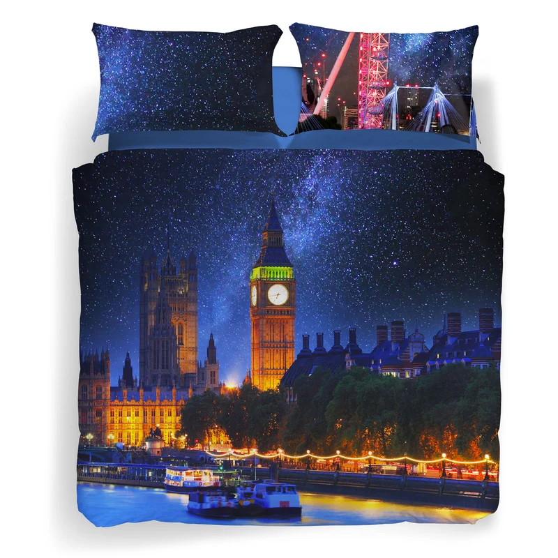 Completo Copripiumino magical london Fotografico in Cotone