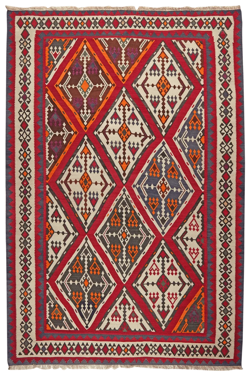 Kelim Gashgai Old · Handgewebt – Rot, 272x179 cm